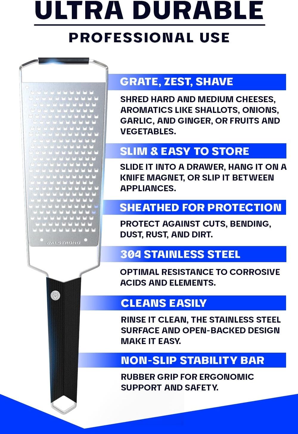 Wide Cheese Grater - Coarse Stainless Steel Blade