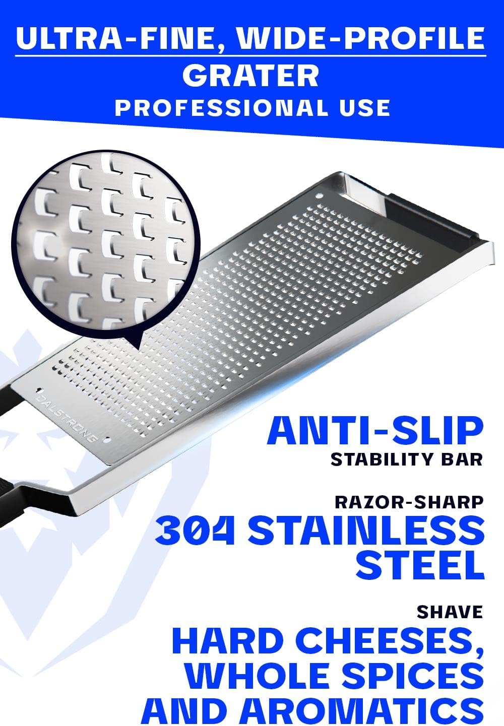Wide Cheese Grater - Coarse Stainless Steel Blade