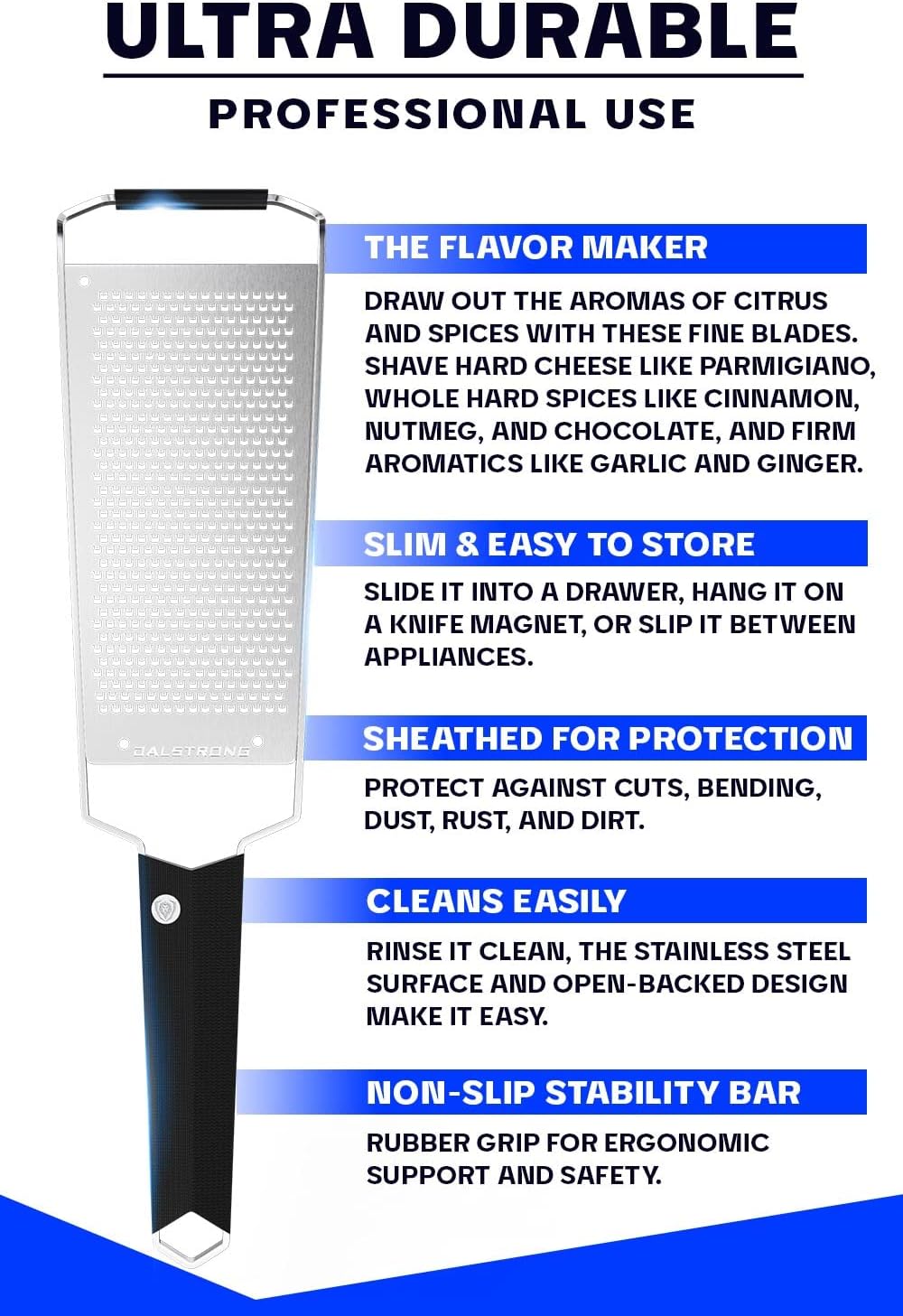 Wide Cheese Grater - Coarse Stainless Steel Blade