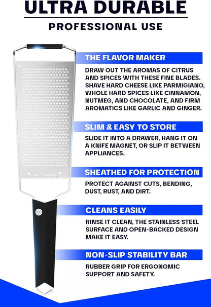 Wide Cheese Grater - Coarse Stainless Steel Blade