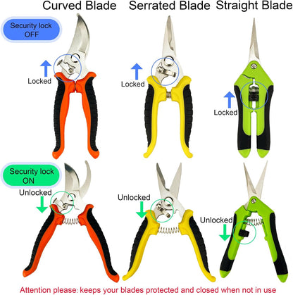 Pruning Shears, 4 Pack Garden Shears with Gardening gloves, Clippers Handheld, Stainless Steel Garden Snips, Pruners for Gardening
