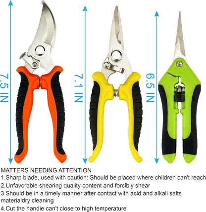 Pruning Shears, 4 Pack Garden Shears with Gardening gloves, Clippers Handheld, Stainless Steel Garden Snips, Pruners for Gardening