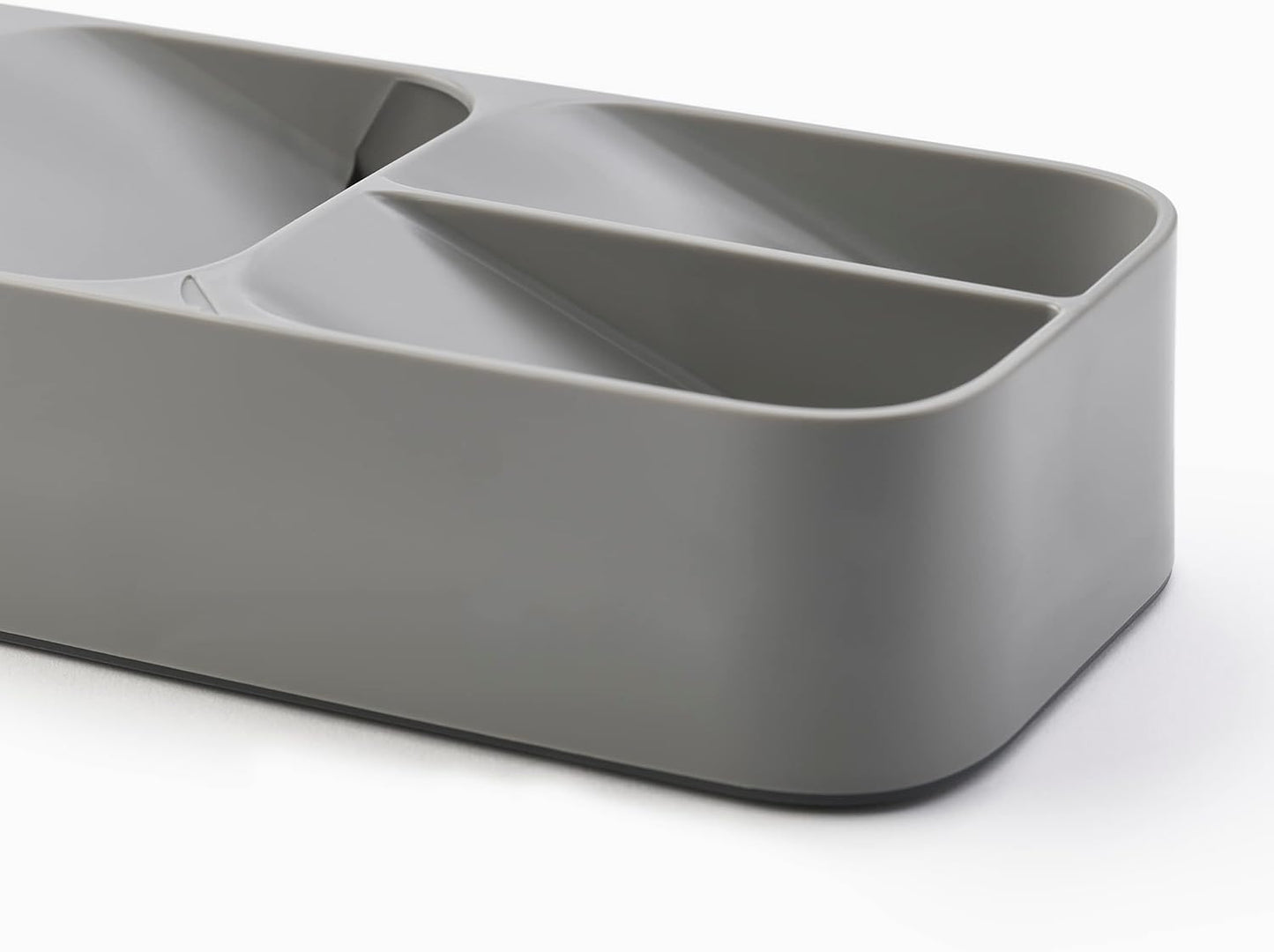 DrawerStore Compact Utensil Organizer For Kitchen Drawer Silverware, Flatware Tray, Small, Grey