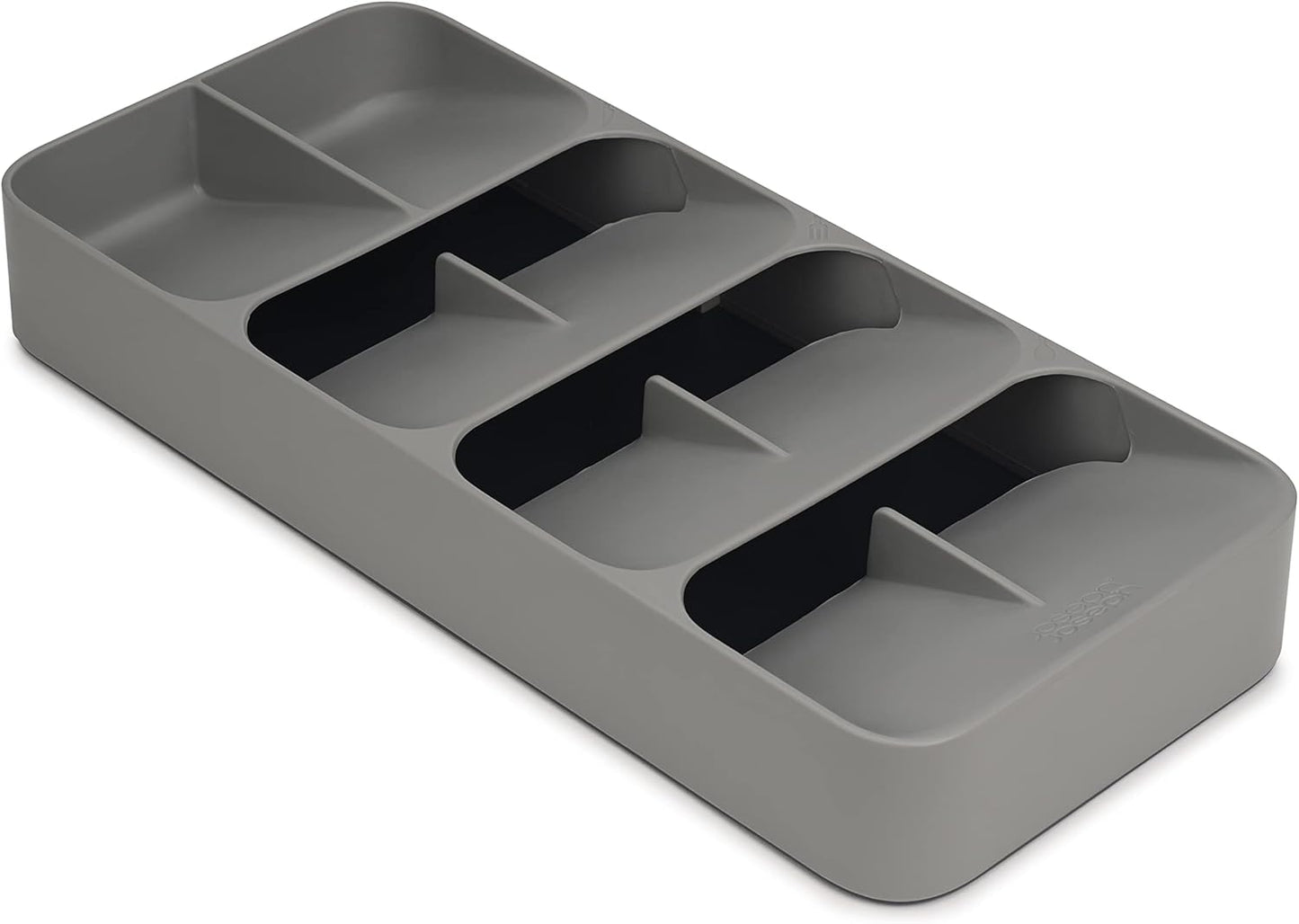 DrawerStore Compact Utensil Organizer For Kitchen Drawer Silverware, Flatware Tray, Small, Grey