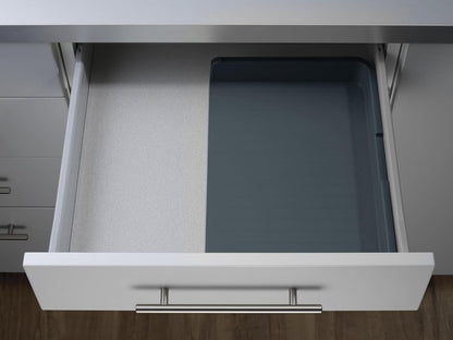 DrawerStore Compact Utensil Organizer For Kitchen Drawer Silverware, Flatware Tray, Small, Grey