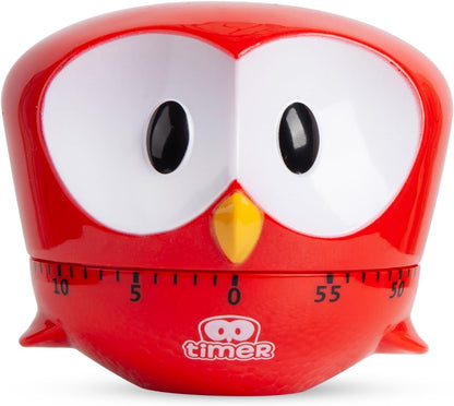 Kitchen Timer, Cute Cartoon Animal Not-Battery Countdown Timer for Banking,Sport,Study (Red)