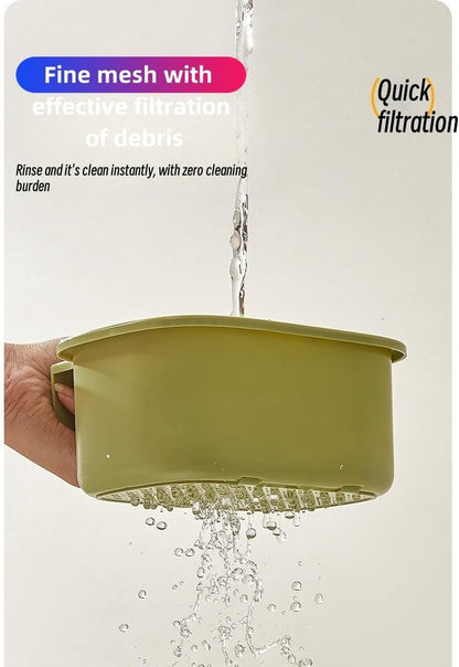 Kitchen Sink Strainer Basket, Faucet Hanging Strainer, Multi-Functional Food Colander,Press Automatic Dumping Kitchen Draining Basket, Easy Drain Filter with Bottom Release (Green)