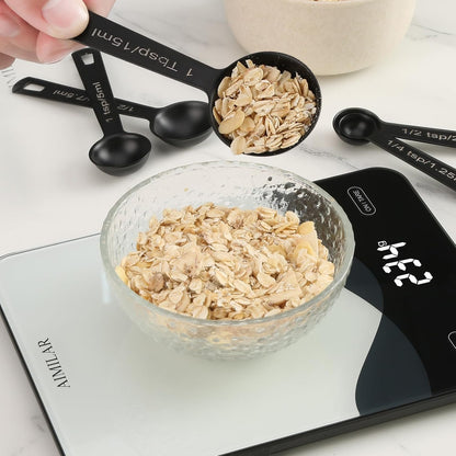 Stainless Steel Measuring Spoons Set of 5, Metal Measuring Cups and Spoons Set for Liquid/Food/Kitchen/Baking (Pink)