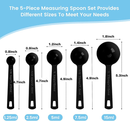 Stainless Steel Measuring Spoons Set of 5, Metal Measuring Cups and Spoons Set for Liquid/Food/Kitchen/Baking (Pink)