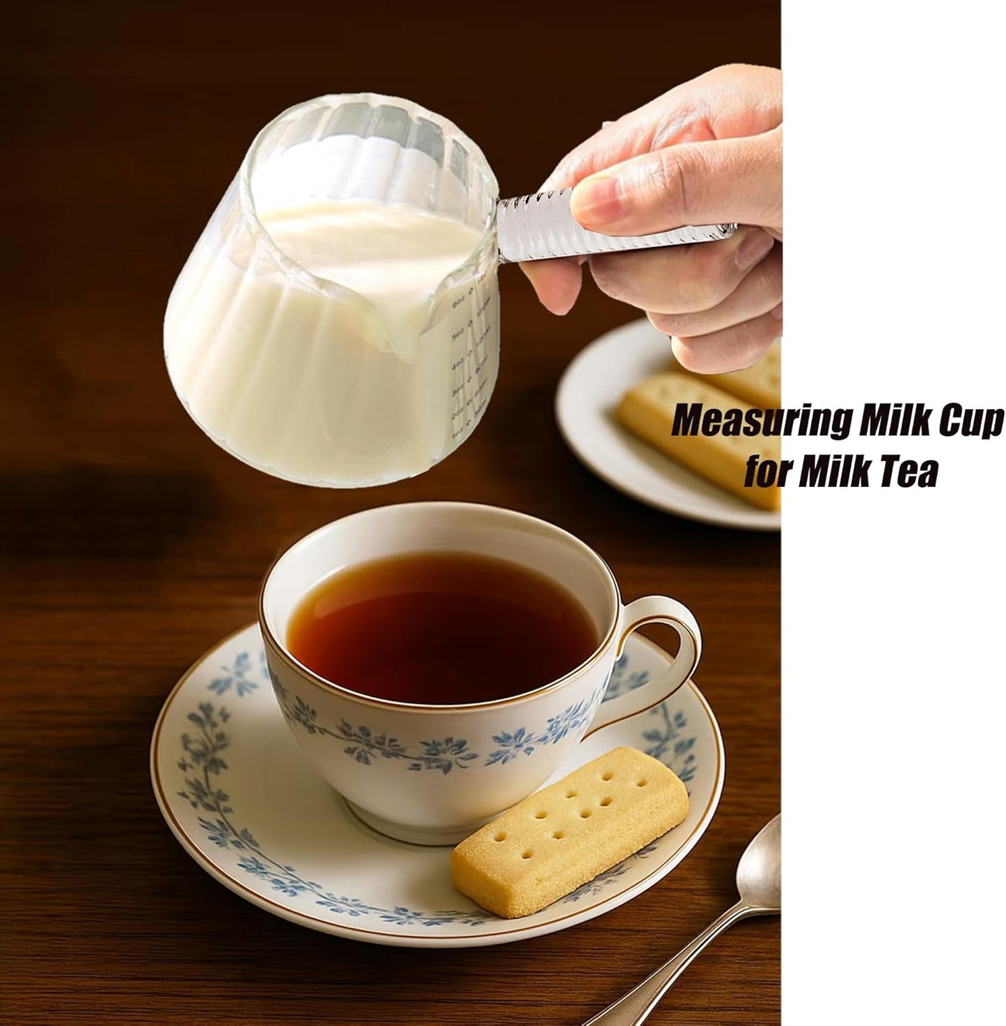 6OZ Glass Measuring Cup, Coincal Espresso Cup, Glass Handle, Clear | Ribbed Borosilicate Glass, V-Shaped Spout Drain, Double Shots Espresso, For Daily Coffee Milk Tea, Dishwasher Safe