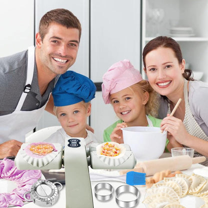 Electric Dumpling Maker Machine, Double Head Automatic Electric Dumpling Machine Maker Mould 2 Modes Household Quick Rechargeable Dumpling Maker with Empanada Maker,Dough Cutters,Spoon,Brush