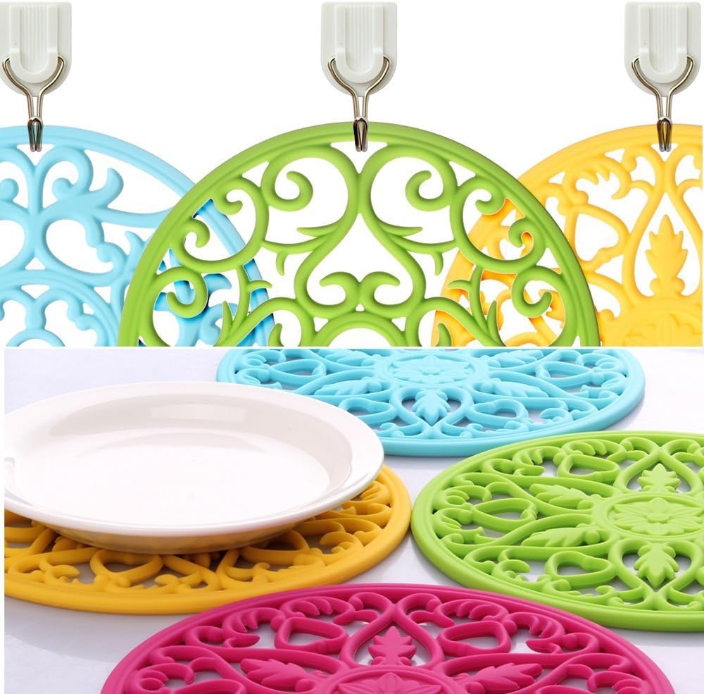 Trivets for Dishes/Pots/Pans, 3 Pcs Silicone Mats, Flexible/Durable/Non Slip Hot Pads to Protect Table and Counter Top (Olive Green)