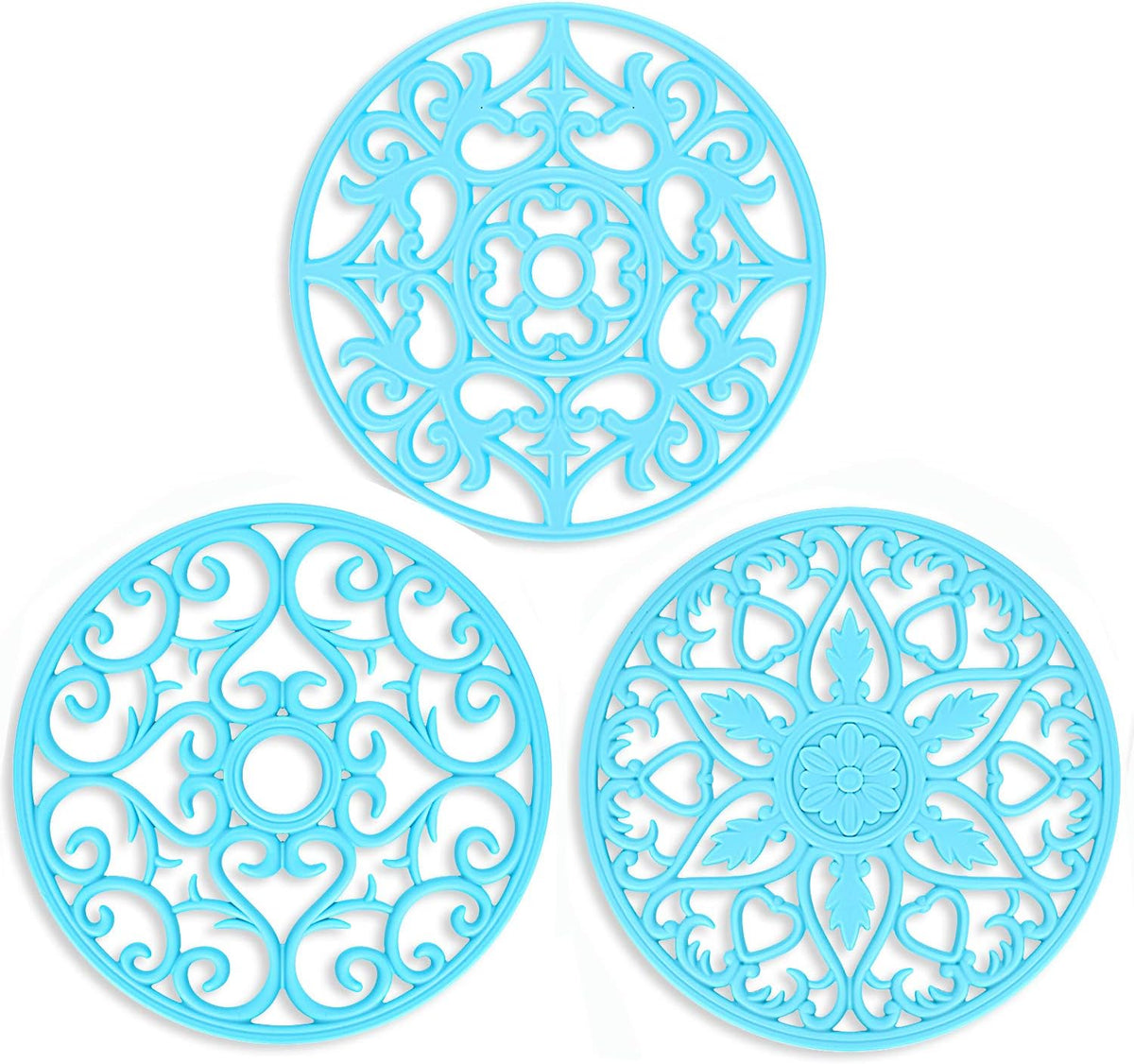 Trivets for Dishes/Pots/Pans, 3 Pcs Silicone Mats, Flexible/Durable/Non Slip Hot Pads to Protect Table and Counter Top (Olive Green)