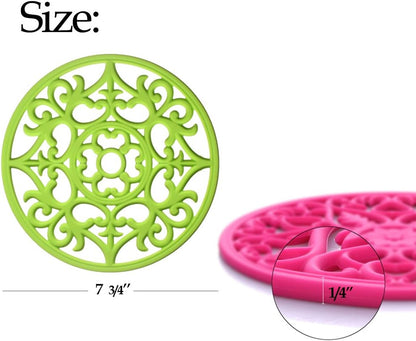 Trivets for Dishes/Pots/Pans, 3 Pcs Silicone Mats, Flexible/Durable/Non Slip Hot Pads to Protect Table and Counter Top (Olive Green)