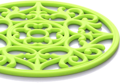 Trivets for Dishes/Pots/Pans, 3 Pcs Silicone Mats, Flexible/Durable/Non Slip Hot Pads to Protect Table and Counter Top (Olive Green)
