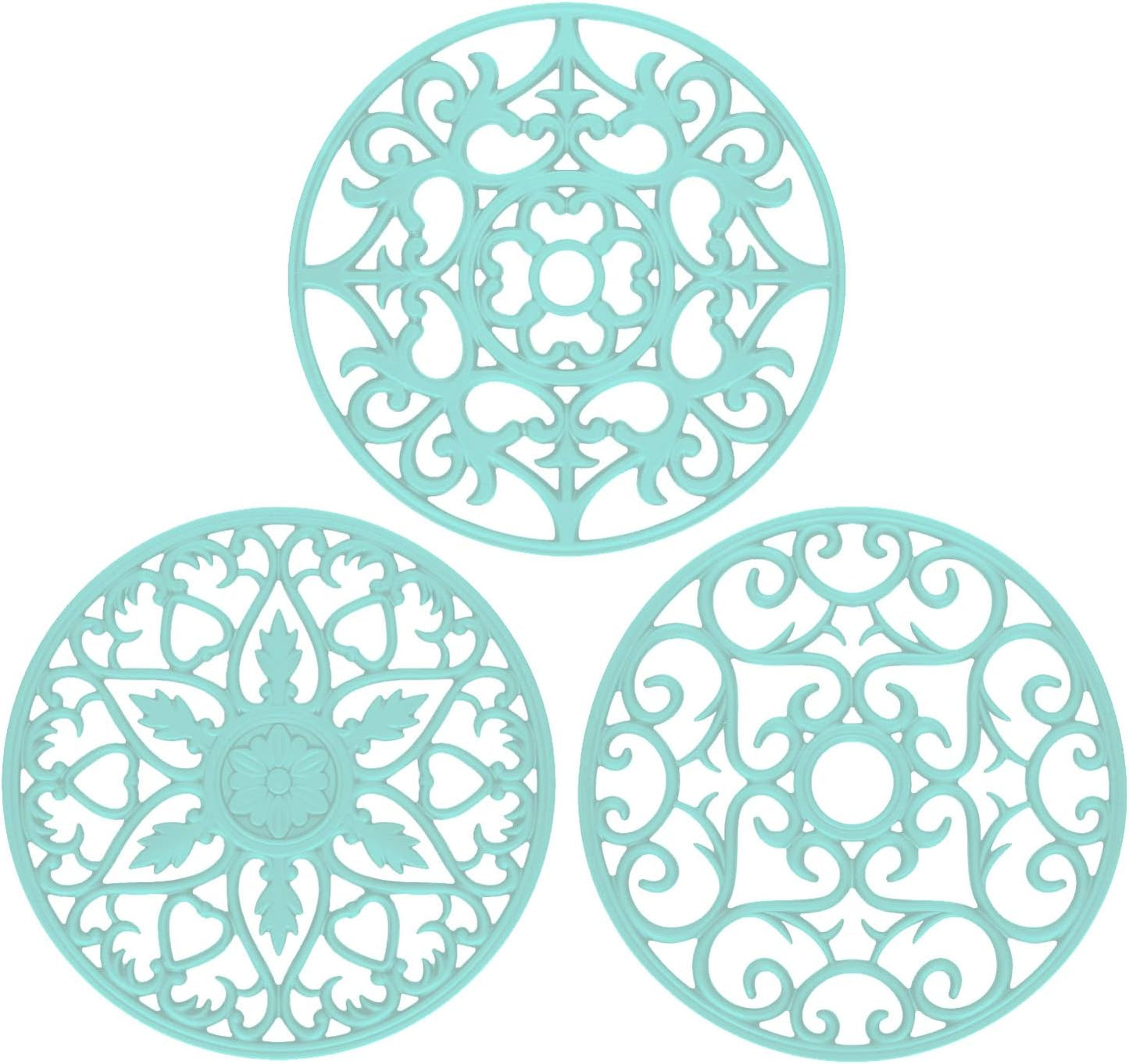 Trivets for Dishes/Pots/Pans, 3 Pcs Silicone Mats, Flexible/Durable/Non Slip Hot Pads to Protect Table and Counter Top (Olive Green)