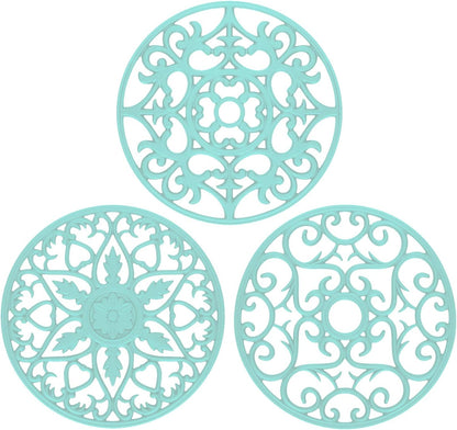 Trivets for Dishes/Pots/Pans, 3 Pcs Silicone Mats, Flexible/Durable/Non Slip Hot Pads to Protect Table and Counter Top (Olive Green)