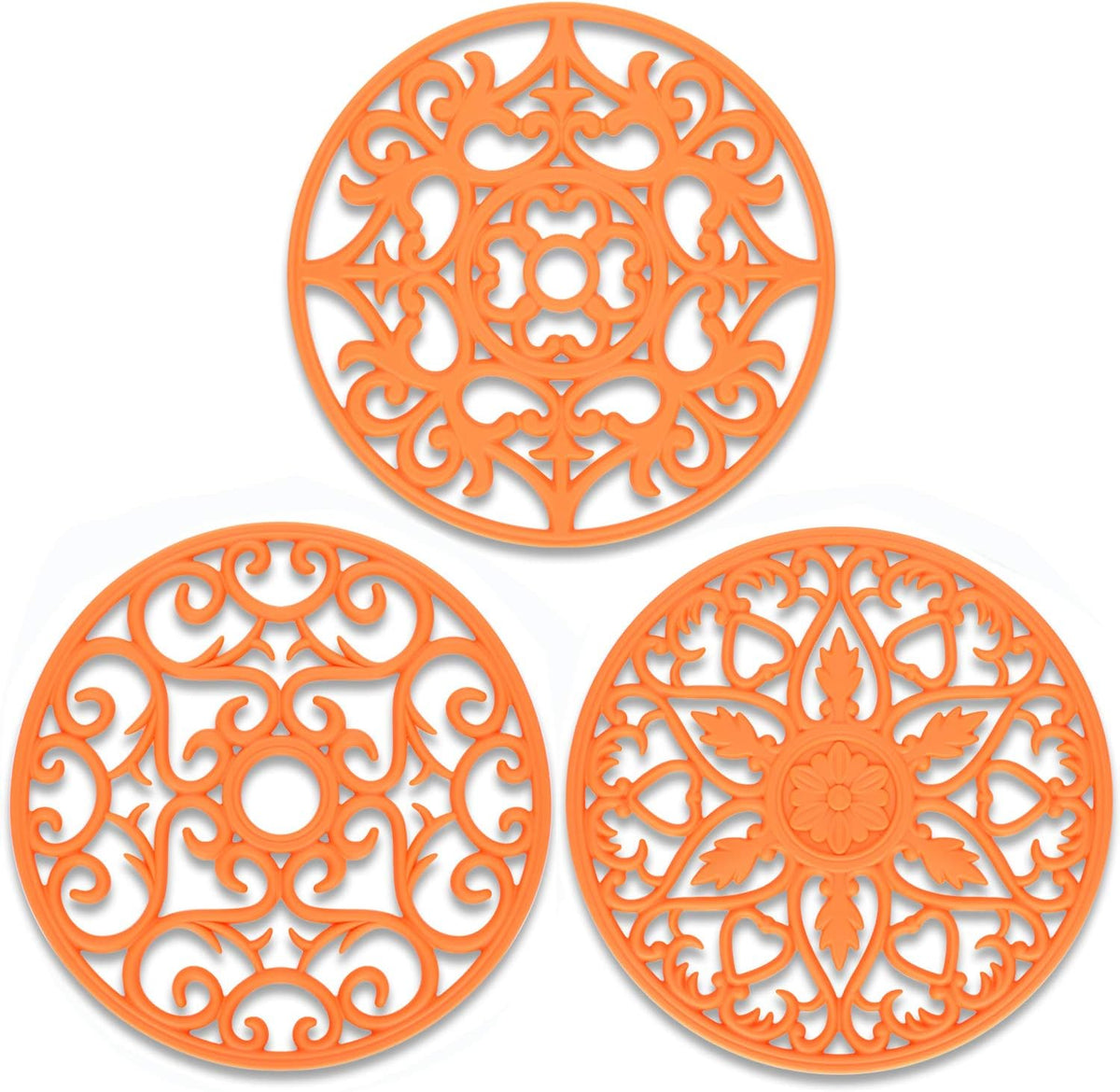 Trivets for Dishes/Pots/Pans, 3 Pcs Silicone Mats, Flexible/Durable/Non Slip Hot Pads to Protect Table and Counter Top (Olive Green)