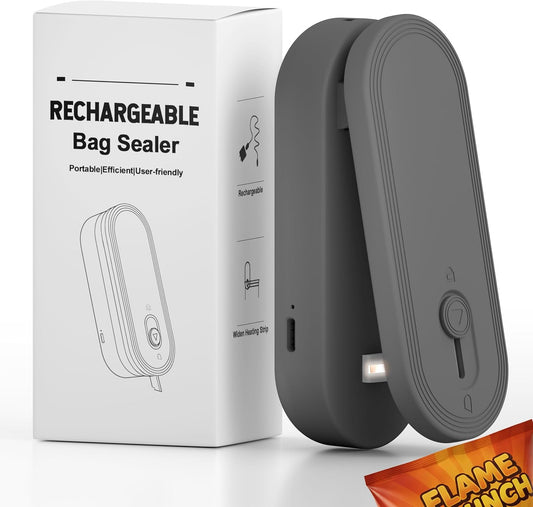 Mini Bag Sealer with Cutter and Magnet, 1800mAh Rechargeable Bag Resealer Handheld, Portable Heat Sealer for Plastic Snack & Chip Bags, Upgraded, Gift for Women, Food Saver, Kitchen Storage