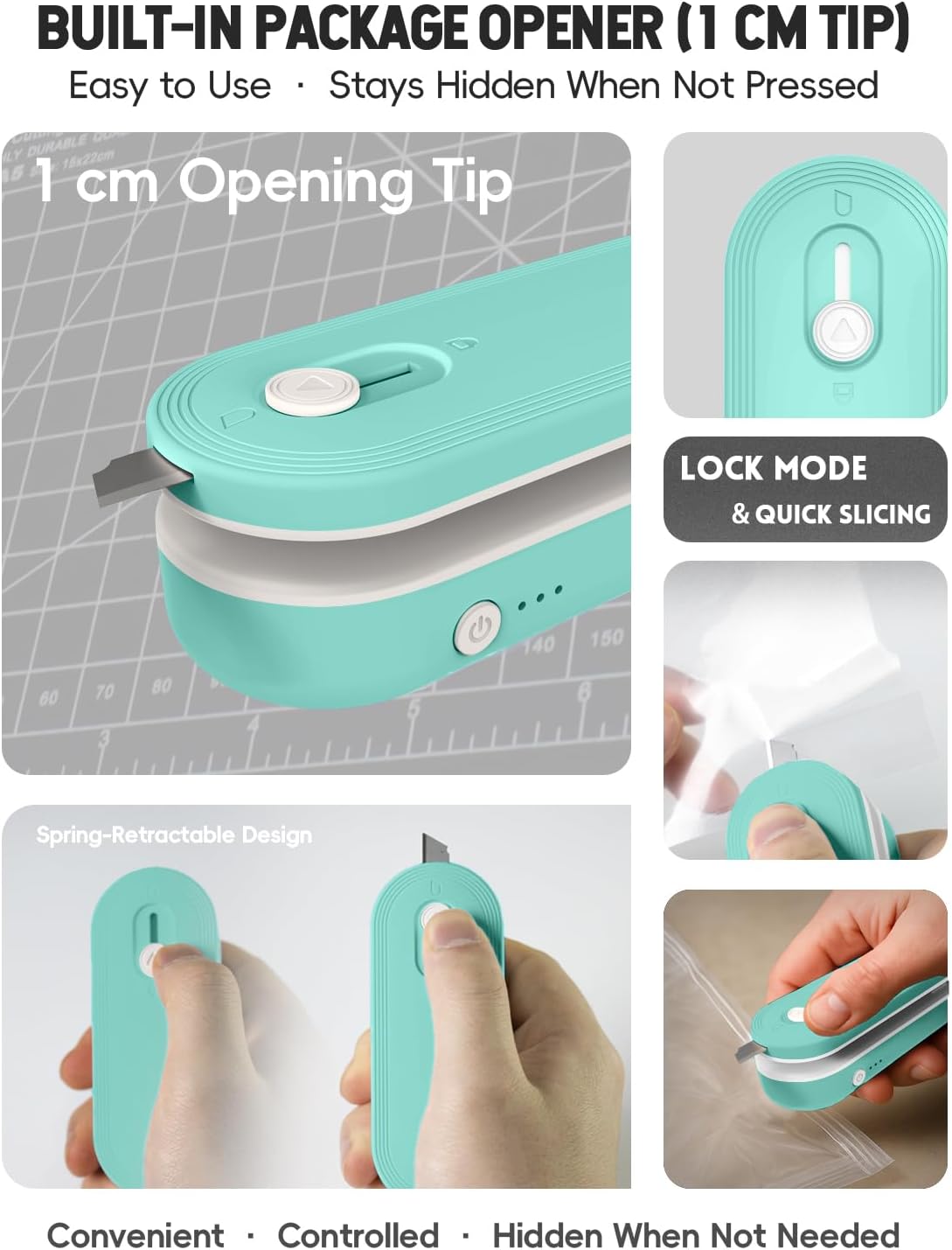 Mini Bag Sealer with Cutter and Magnet, 1800mAh Rechargeable Bag Resealer Handheld, Portable Heat Sealer for Plastic Snack & Chip Bags, Upgraded, Gift for Women, Food Saver, Kitchen Storage