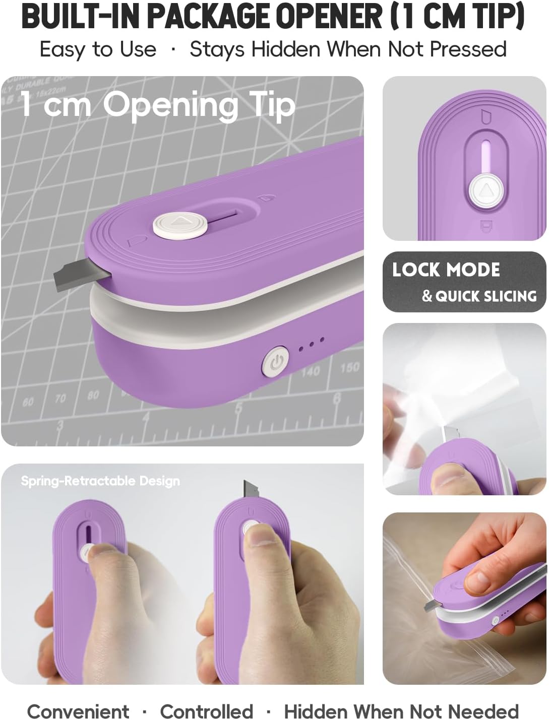 Mini Bag Sealer with Cutter and Magnet, 1800mAh Rechargeable Bag Resealer Handheld, Portable Heat Sealer for Plastic Snack & Chip Bags, Upgraded, Gift for Women, Food Saver, Kitchen Storage