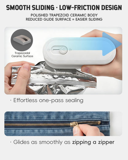 Mini Bag Sealer with Cutter and Magnet, 1800mAh Rechargeable Bag Resealer Handheld, Portable Heat Sealer for Plastic Snack & Chip Bags, Upgraded, Gift for Women, Food Saver, Kitchen Storage