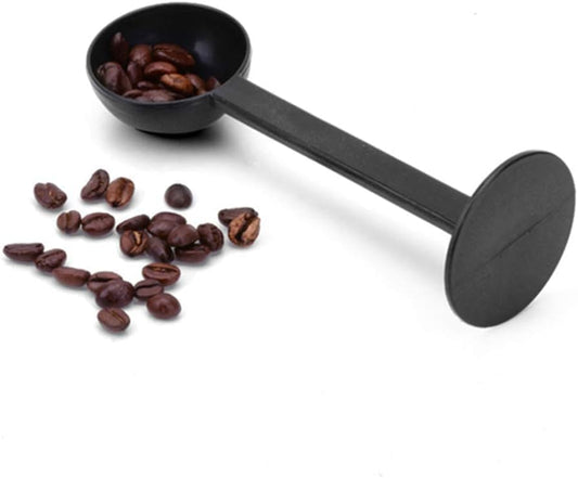 2 Pcs Coffee Scoop for Ground, Espresso Bean Spoon Espresso Tamper Tablespoon Measure Spoon with Pressed Bottom for Coffee Bean Press Coffee Grinding Pressing, Black