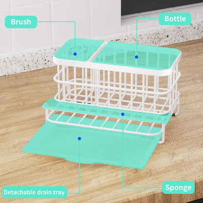Kitchen Sink Organizer, SUS304 Stainless Steel Rustproof Multifunctional Large Sink Caddy with Sponge Holder and Drain Tray for Kitchen Countertop (Silver)