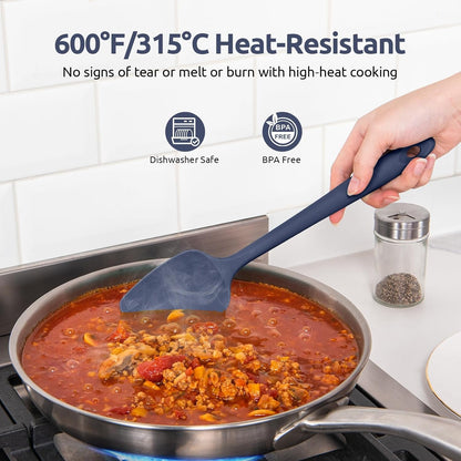 600ºF Heat Resistant Silicone Spatulas: Flexible Food-Grade Silicon Baking Scraper, Kitchen Cooking Mixing Utensils with Upgraded Sturdy Handle Tip for Nonstick Cookware (4-Pc., Red)