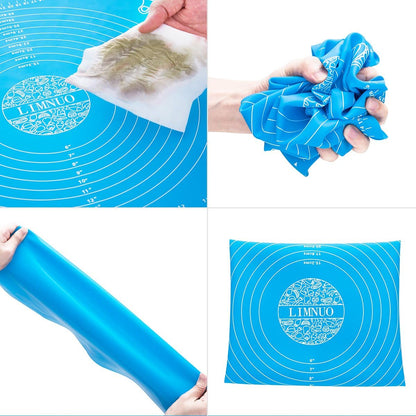 Silicone Baking Mat, Extra Thick Large Non Stick Pastry Mat Sheet for Dough Pie Crust Rolling Mats (Blue, M-16''(W)*20''(L))