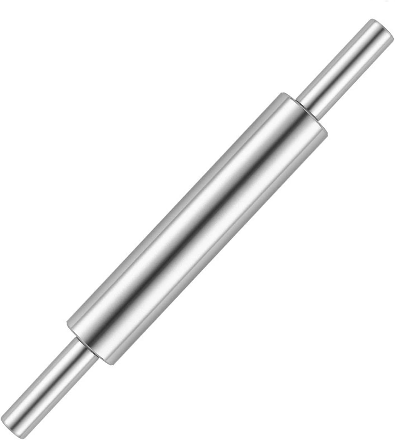 17-Inch 18/8 Stainless Steel Rolling Pin - Metal Dough Roller for Baking, Pizza, Chapati & Cookies - Non-Slip Handles, Dishwasher Safe