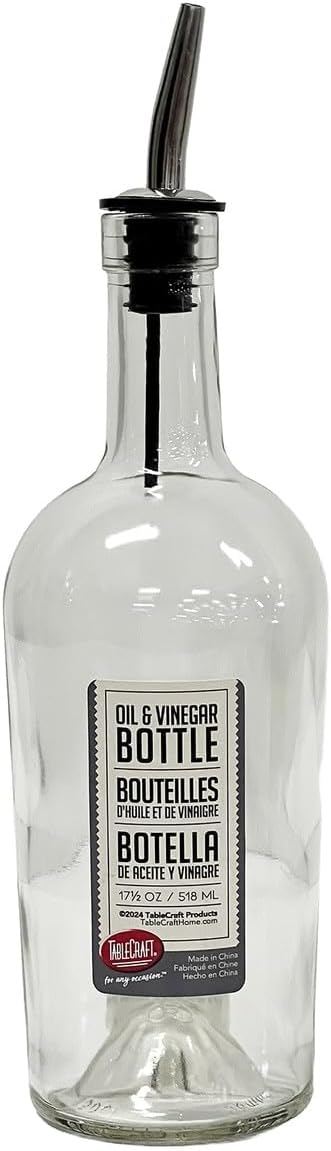 Home Glass Syrup Bottle with Vented Stainless Steel Pourer - 518ml