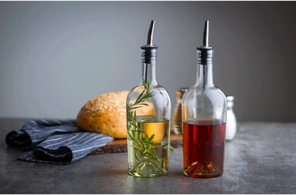 Home Glass Syrup Bottle with Vented Stainless Steel Pourer - 518ml