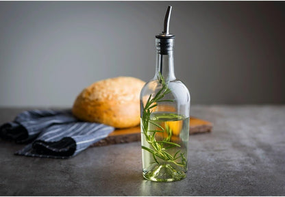 Home Glass Syrup Bottle with Vented Stainless Steel Pourer - 518ml