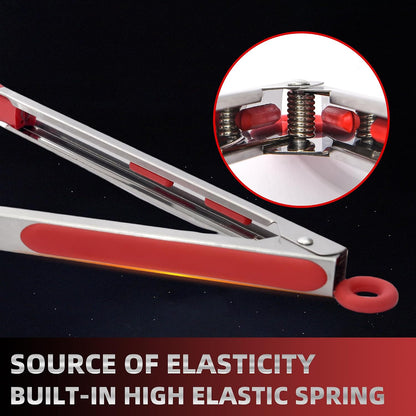 Stainless Steel Kitchen Tongs Set, 3 Pack with Silicone Tips | 7", 9" & 12" non-stick cooking, grilling, BBQ and serving tongs, dishwasher safe, red handles