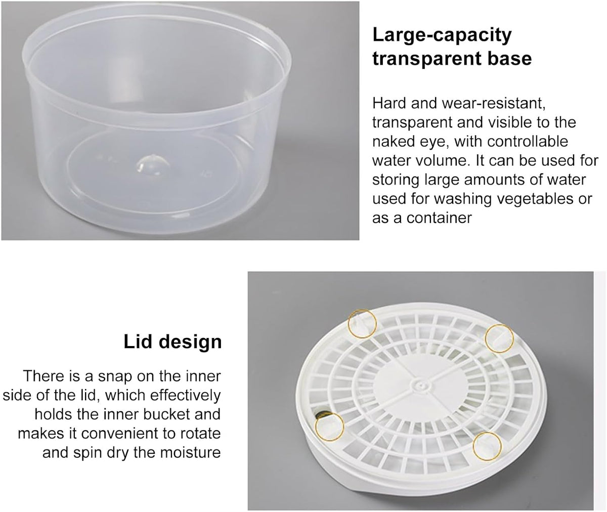 Salad Spinner,Vegetables Fruits Wash Bowl Large Capacity BPA Free Double Layer Detachable Manual Lettuce Spinner,Fruit and Vegetable Washer,Spin and Dry Salad Greens (Green)