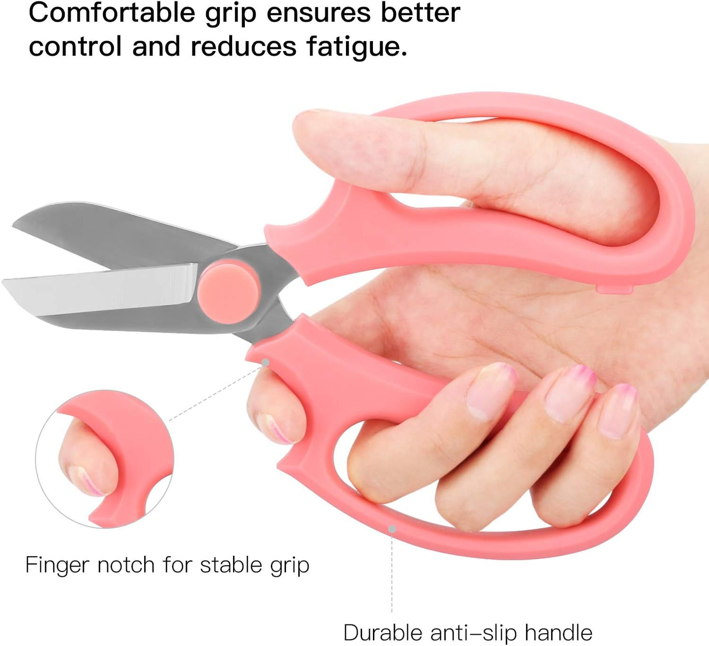 Flower Scissors, Premium Steel Garden Pruning Shears, Pink | Strong Floral Shears, Floral Fruits Leaf Scissors Hand Pruner Snip Trimming Tool for Gardening Flower Arrangement