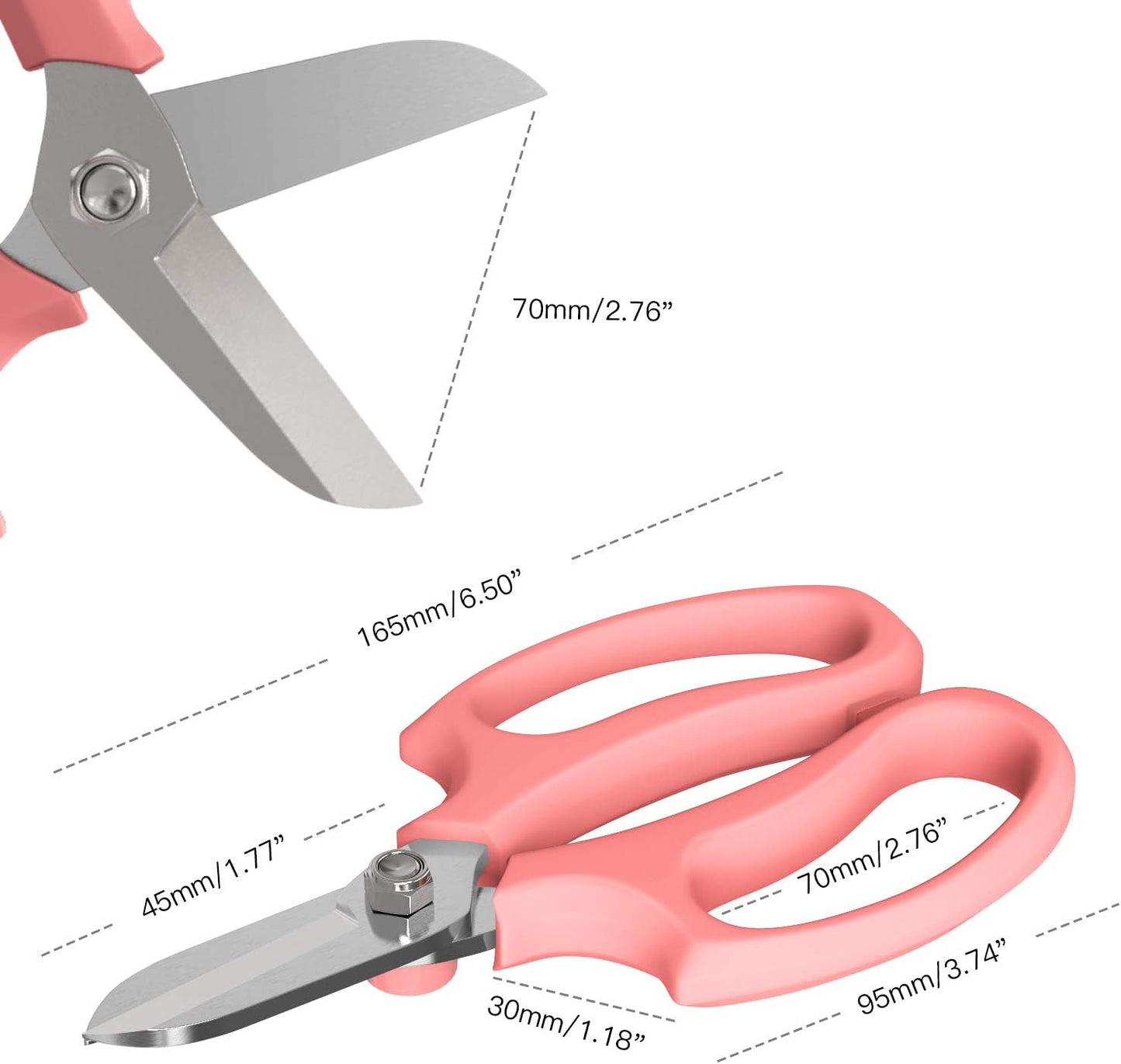 Flower Scissors, Premium Steel Garden Pruning Shears, Pink | Strong Floral Shears, Floral Fruits Leaf Scissors Hand Pruner Snip Trimming Tool for Gardening Flower Arrangement