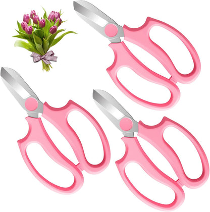 Flower Scissors, Premium Steel Garden Pruning Shears, Pink | Strong Floral Shears, Floral Fruits Leaf Scissors Hand Pruner Snip Trimming Tool for Gardening Flower Arrangement