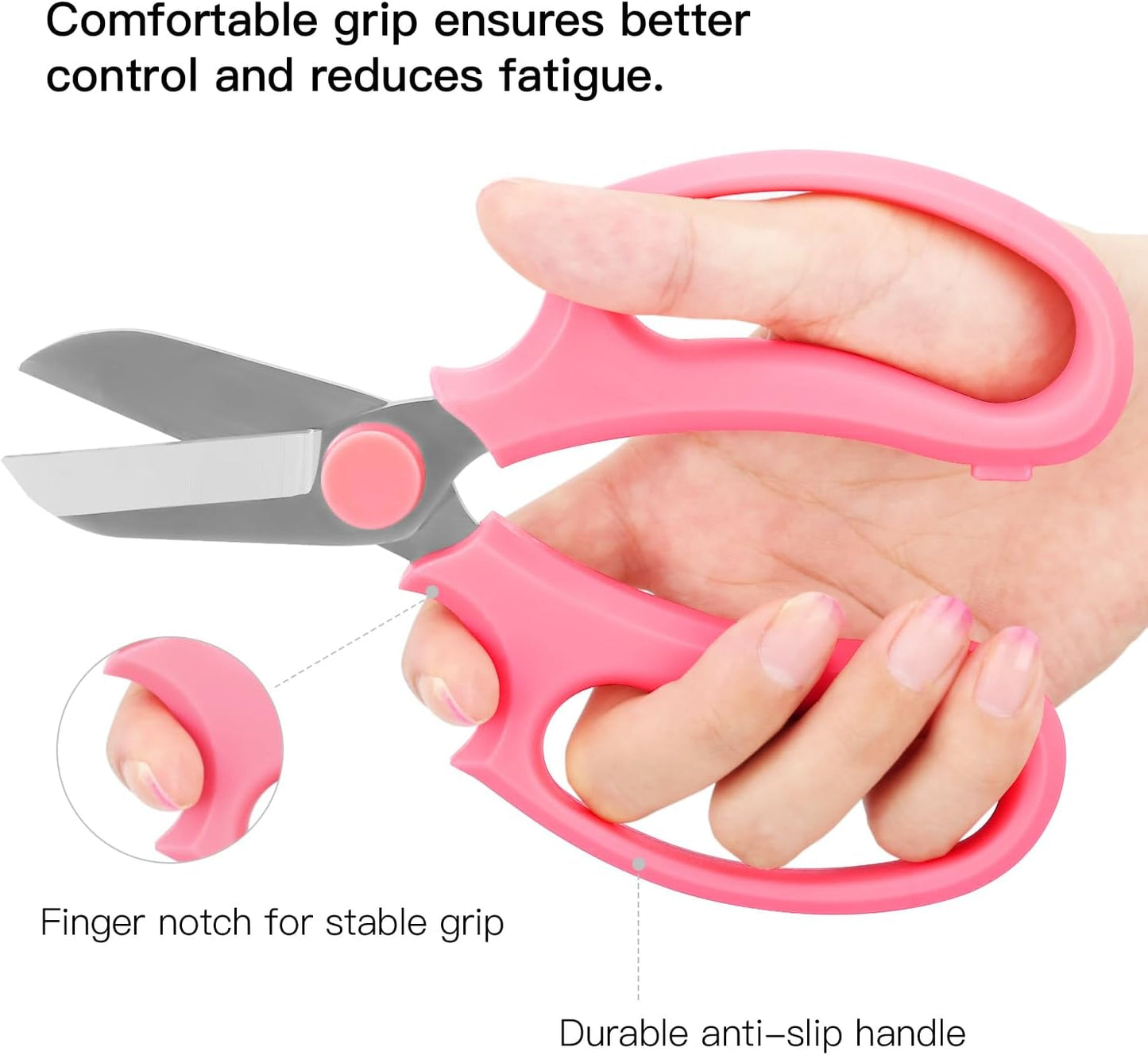Flower Scissors, Premium Steel Garden Pruning Shears, Pink | Strong Floral Shears, Floral Fruits Leaf Scissors Hand Pruner Snip Trimming Tool for Gardening Flower Arrangement