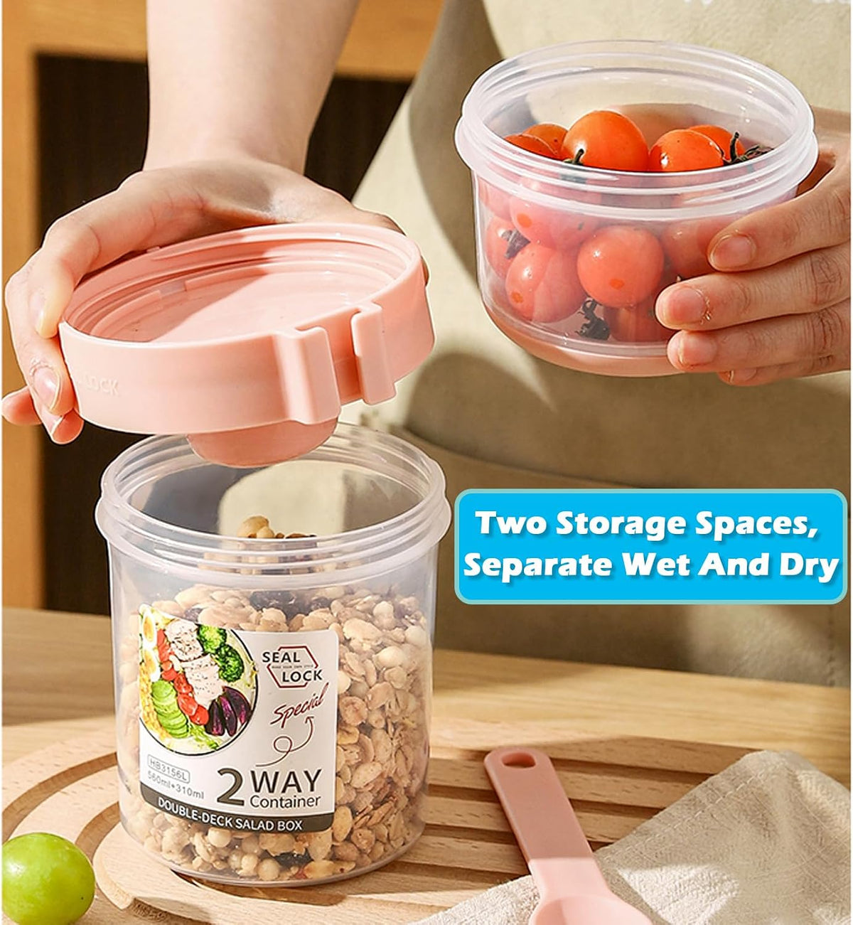 Portable Breakfast on the Go Cup with Fork Dressing for Oats and Yogurt