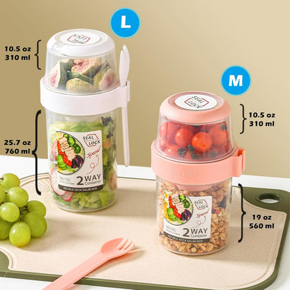 Portable Breakfast on the Go Cup with Fork Dressing for Oats and Yogurt