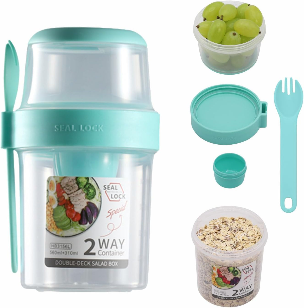 Portable Breakfast on the Go Cup with Fork Dressing for Oats and Yogurt