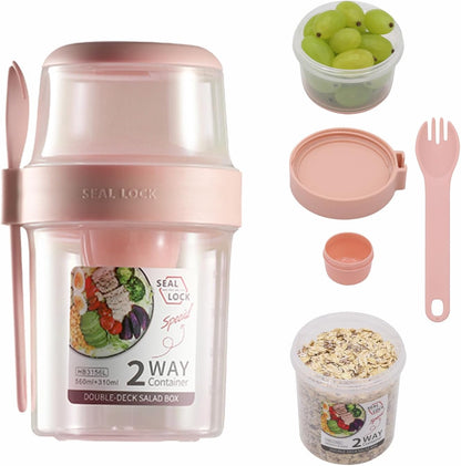 Portable Breakfast on the Go Cup with Fork Dressing for Oats and Yogurt