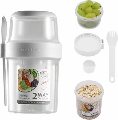 Portable Breakfast on the Go Cup with Fork Dressing for Oats and Yogurt