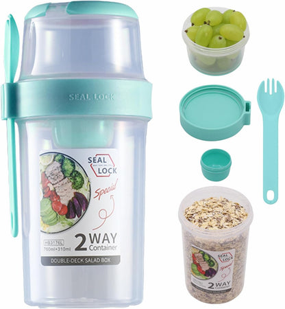Portable Breakfast on the Go Cup with Fork Dressing for Oats and Yogurt