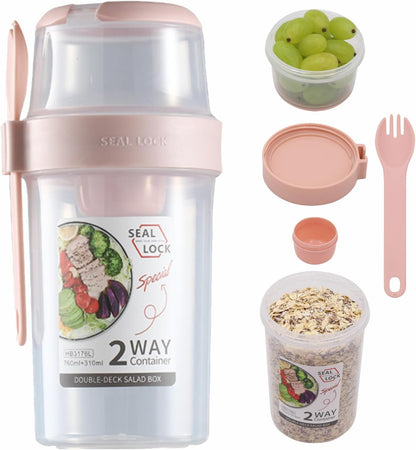 Portable Breakfast on the Go Cup with Fork Dressing for Oats and Yogurt