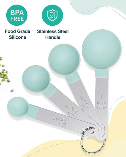 Measuring Cups and Spoons Set of 8 Pieces, nesting measuring cups for Measuring Dry or Liquid Ingredients, Stainless Steel Handle, Kitchen Gadgets for Cooking & Baking