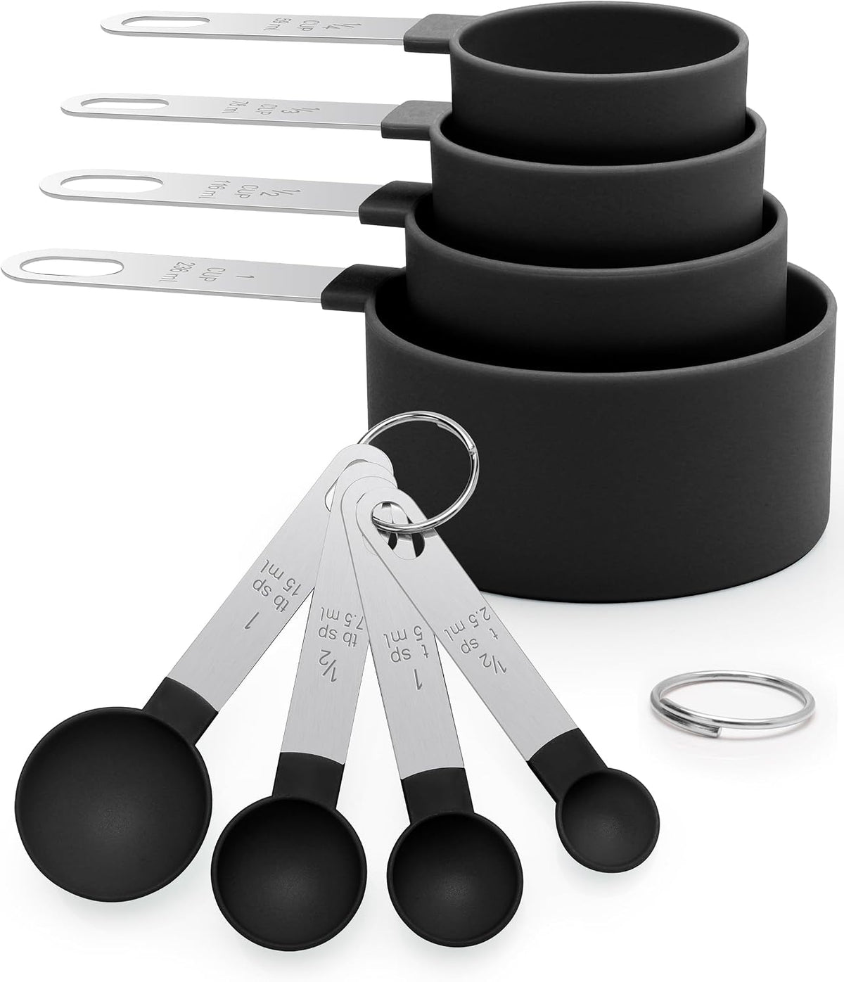 Measuring Cups and Spoons Set of 8 Pieces, nesting measuring cups for Measuring Dry or Liquid Ingredients, Stainless Steel Handle, Kitchen Gadgets for Cooking & Baking