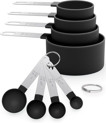 Measuring Cups and Spoons Set of 8 Pieces, nesting measuring cups for Measuring Dry or Liquid Ingredients, Stainless Steel Handle, Kitchen Gadgets for Cooking & Baking